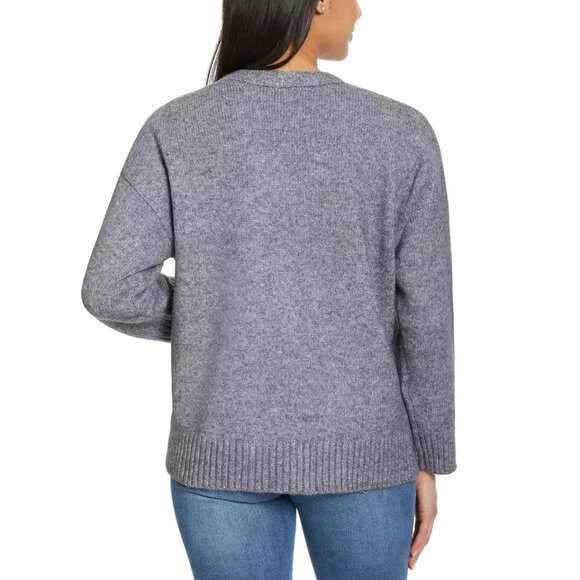 Ella Moss Women's Relaxed Boyfriend Fit Button-Up Cardigan, Gray, Size M - Picture 5 of 6